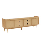 Leon TV Unit - Oak Veneer and Rattan Caning