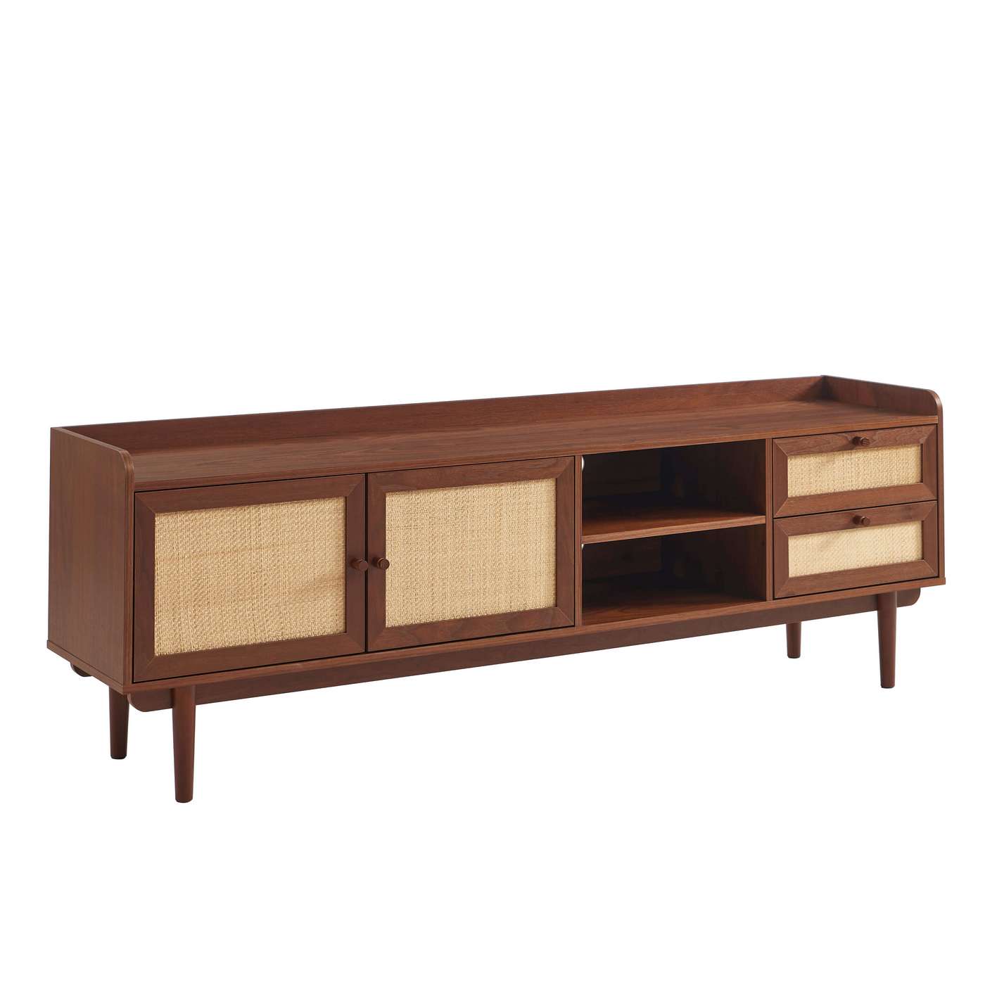 Leon - Mueble de Televisión - Nogal y Rejilla de Caña