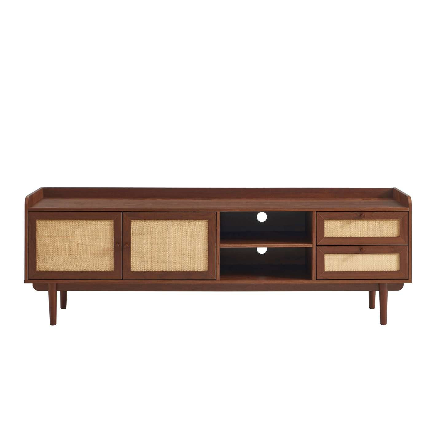 Leon - Mueble de Televisión - Nogal y Rejilla de Caña