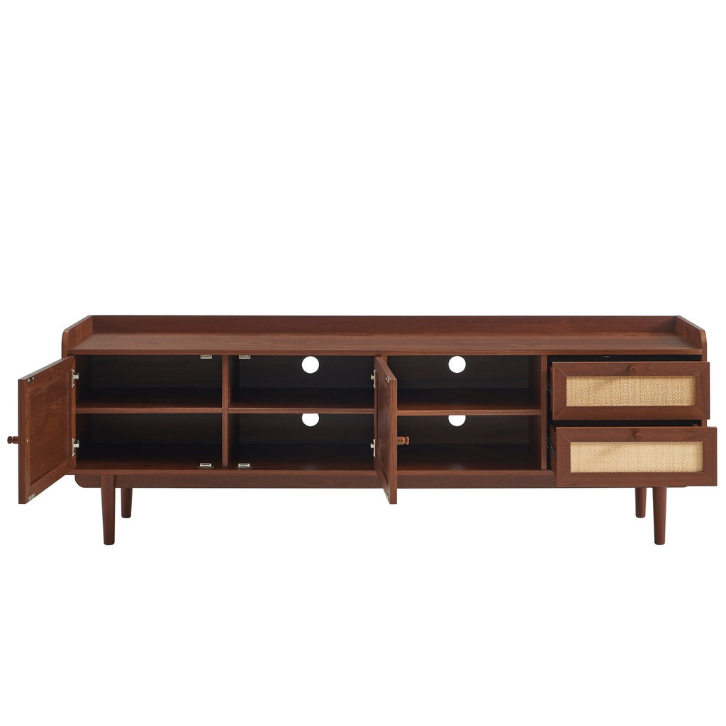 Leon - Mueble de Televisión - Nogal y Rejilla de Caña