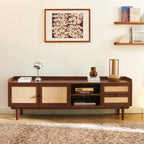 Leon - Mueble de Televisión - Nogal y Rejilla de Caña