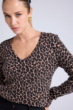 Jersey Cuello Redondo Estampado Leopardo Leonida - Leopardo Beige