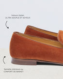 Slipper Léonie - Velours Orange - Semelle Cuir - Femme