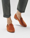 Slipper Léonie - Velours Orange - Semelle Cuir - Femme