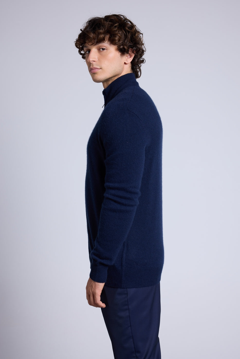 Cárdigan con cremallera y cuello alto Leo - Azul marino - Hombre