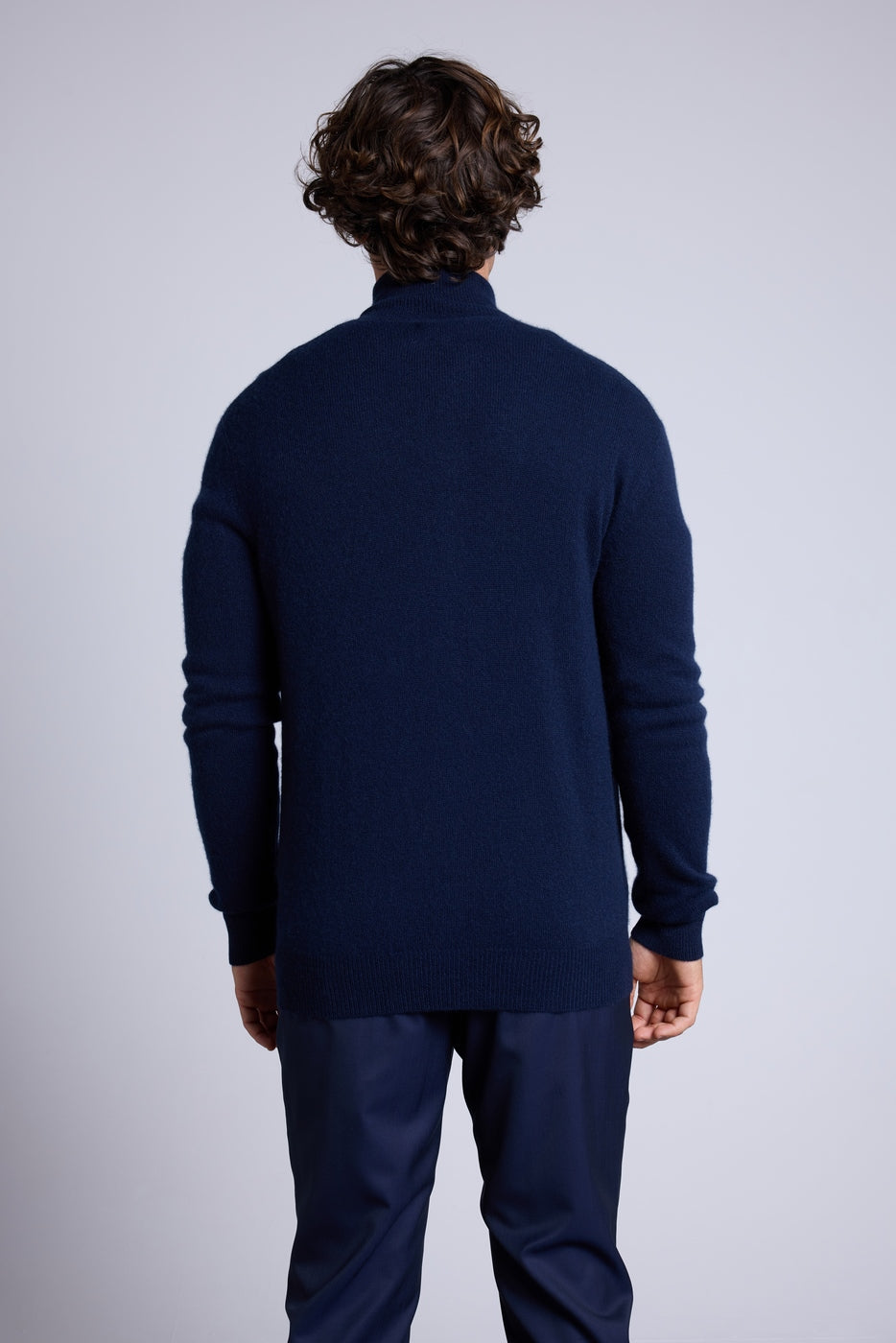 Cárdigan con cremallera y cuello alto Leo - Azul marino - Hombre
