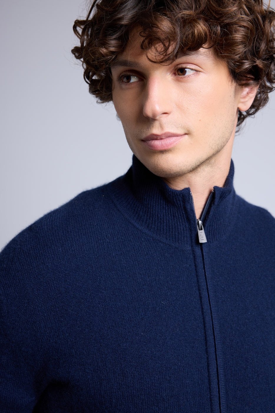 Cárdigan con cremallera y cuello alto Leo - Azul marino - Hombre