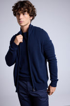 Cárdigan con cremallera y cuello alto Leo - Azul marino - Hombre
