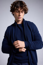 Cárdigan con cremallera y cuello alto Leo - Azul marino - Hombre