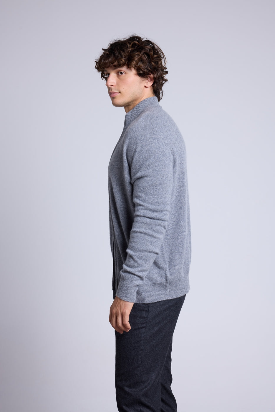 Gilet Zippe Col Montant Leo - Gris Fonce - Homme