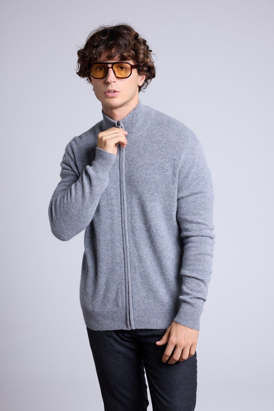 Gilet Zippe Col Montant Leo - Gris Fonce - Homme