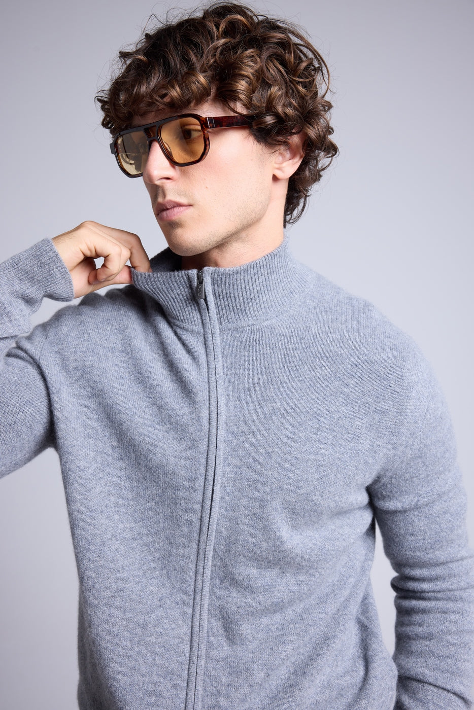 Gilet Zippe Col Montant Leo - Gris Fonce - Homme