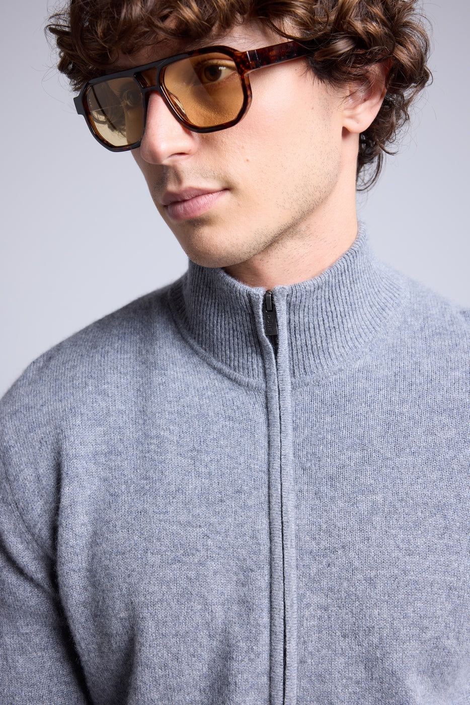 Gilet Zippe Col Montant Leo - Gris Fonce - Homme