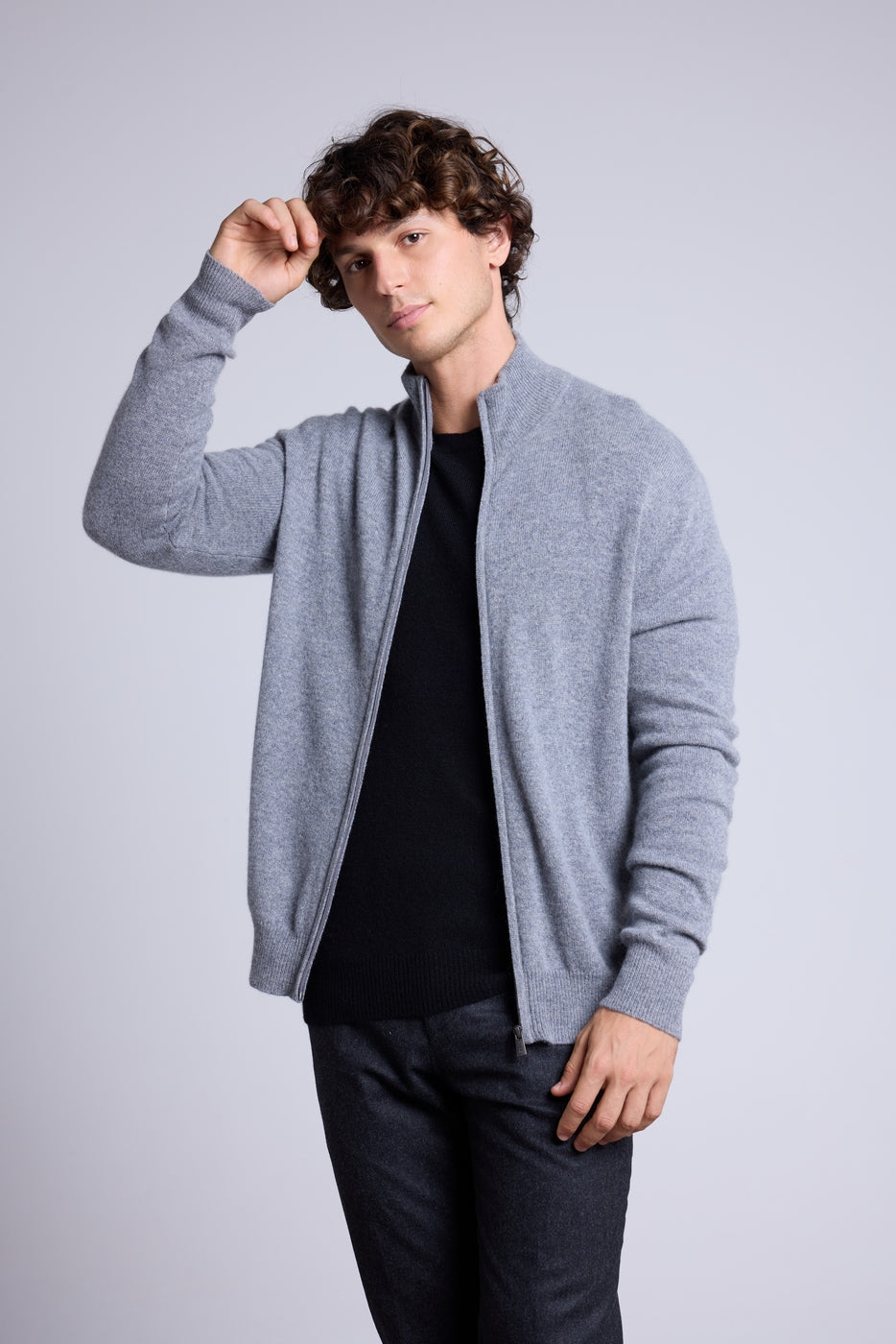 Gilet Zippe Col Montant Leo - Gris Fonce - Homme