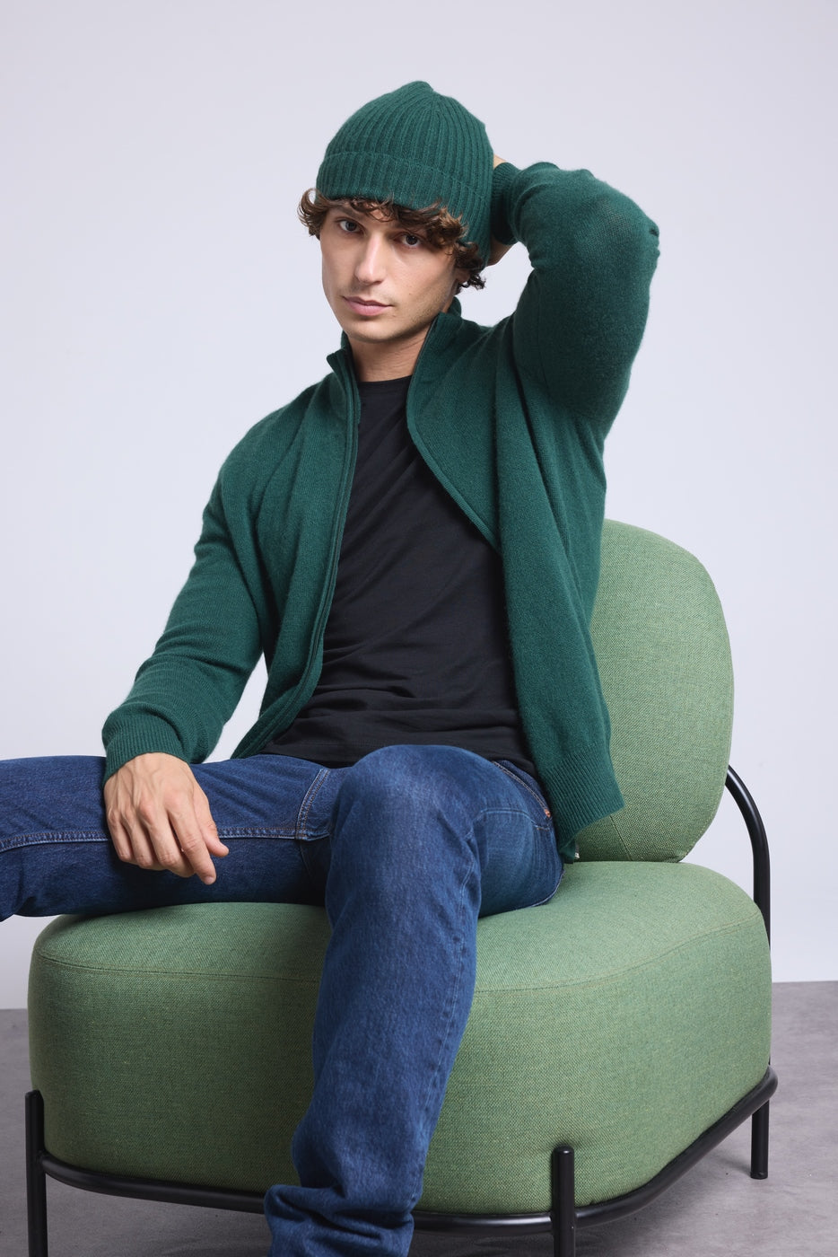 Gilet Zippe Col Montant Leo - Vert Bouteille - Homme