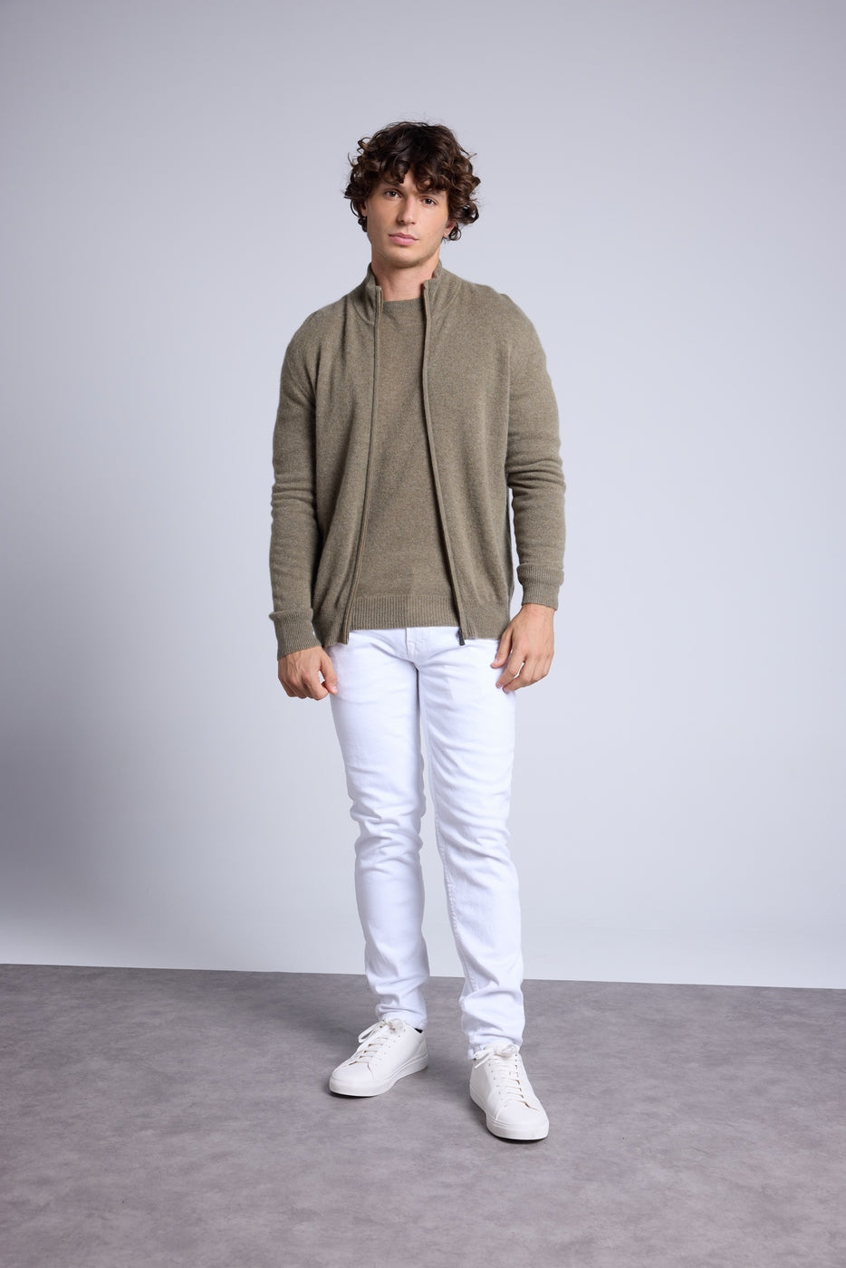 Gilet Zippe Col Montant Leo - Vert Khaki - Homme