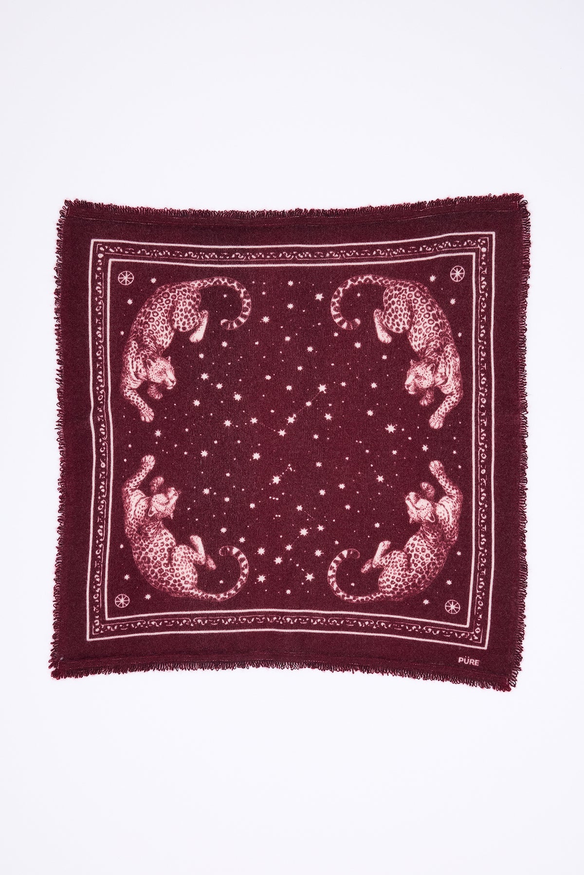 Piccola Bandana Leo - Bordeaux Bianco - Bambino - 100% Cashmere