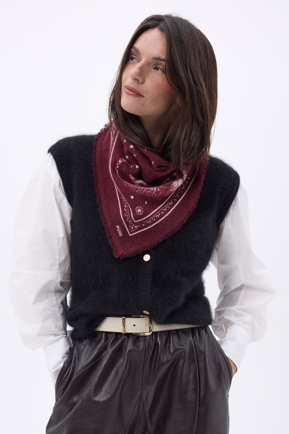 Petit Bandana Leo - Burgundy Blanc - Femme