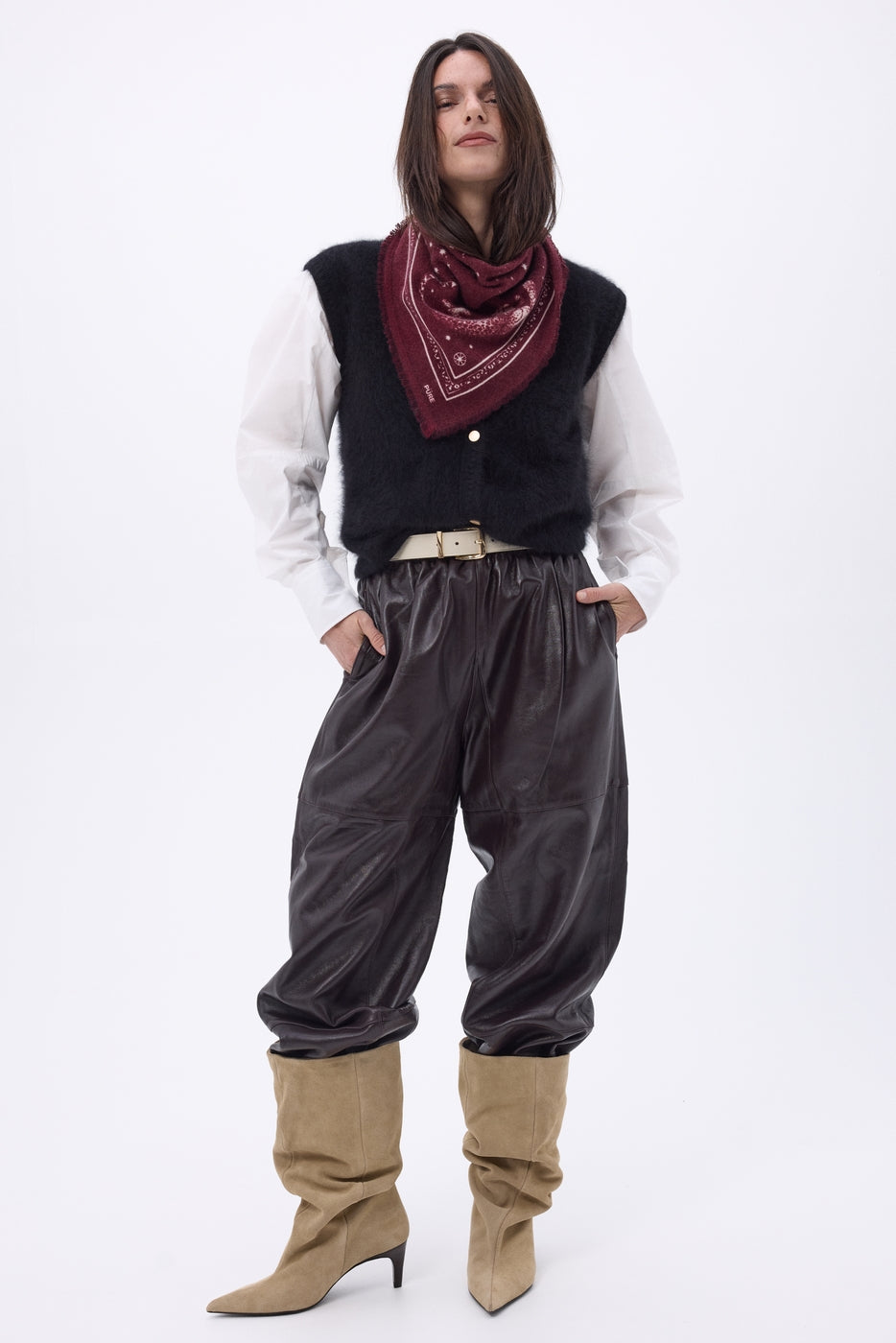 Petit Bandana Leo - Burgundy Blanc - Femme