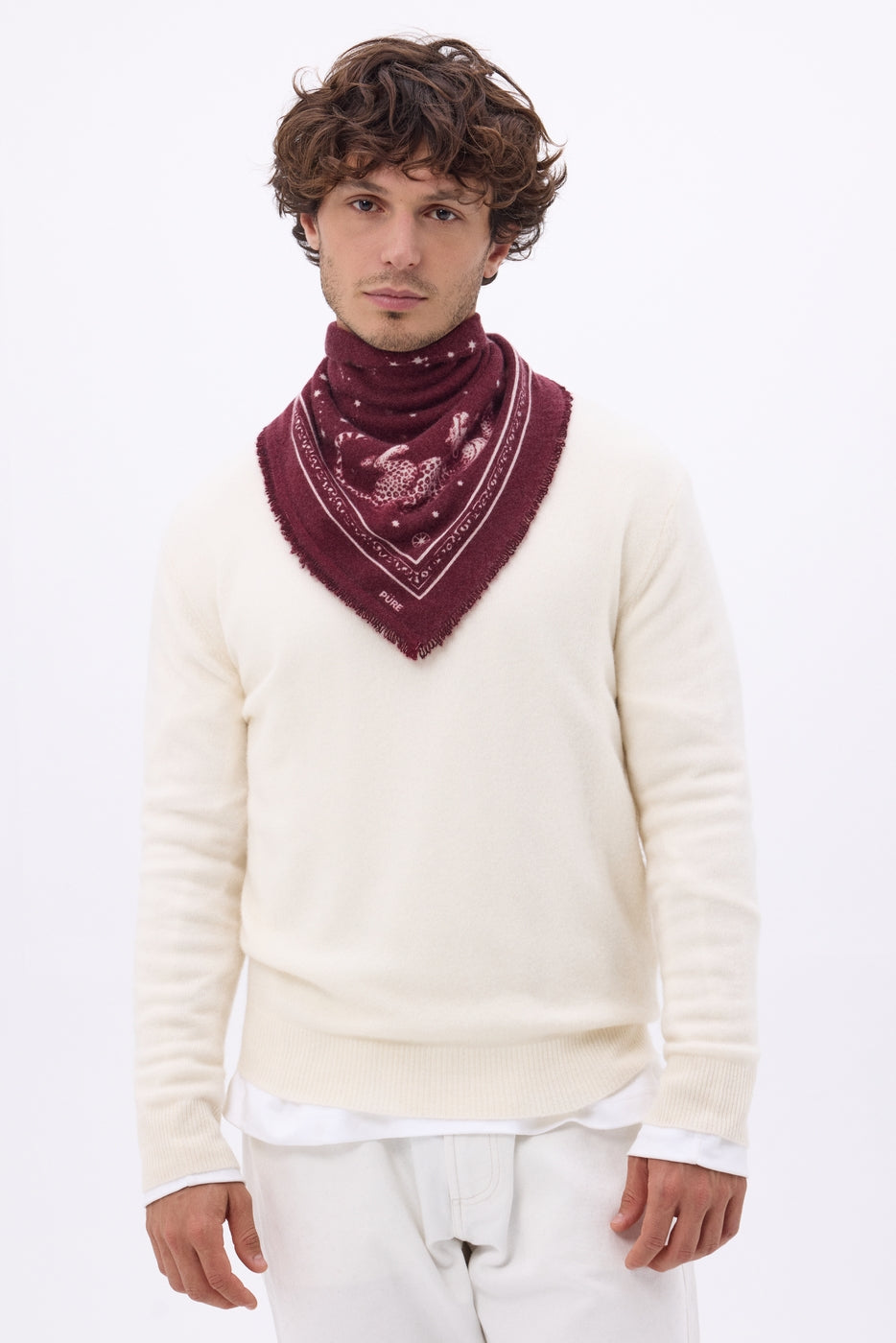 Bandana pequeño Leo - Burdeos blanco - Hombre