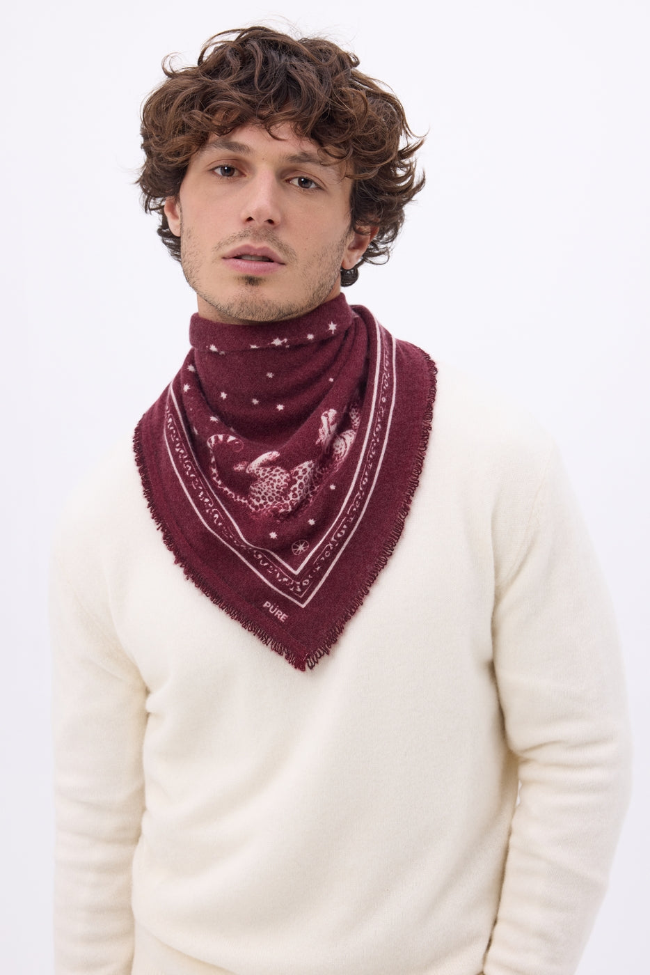 Bandana pequeño Leo - Burdeos blanco - Hombre
