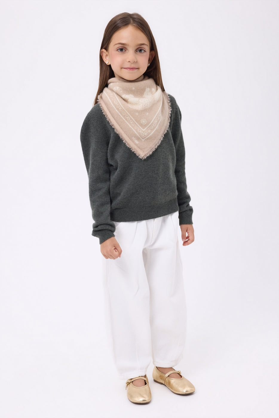 Small Leo Bandana - Beige Cream White - Kids