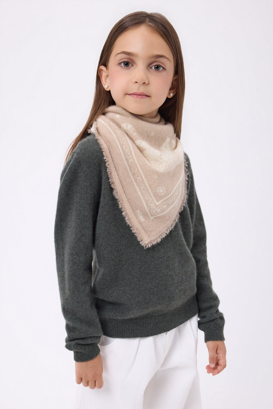 Small Leo Bandana - Beige Cream White - Kids