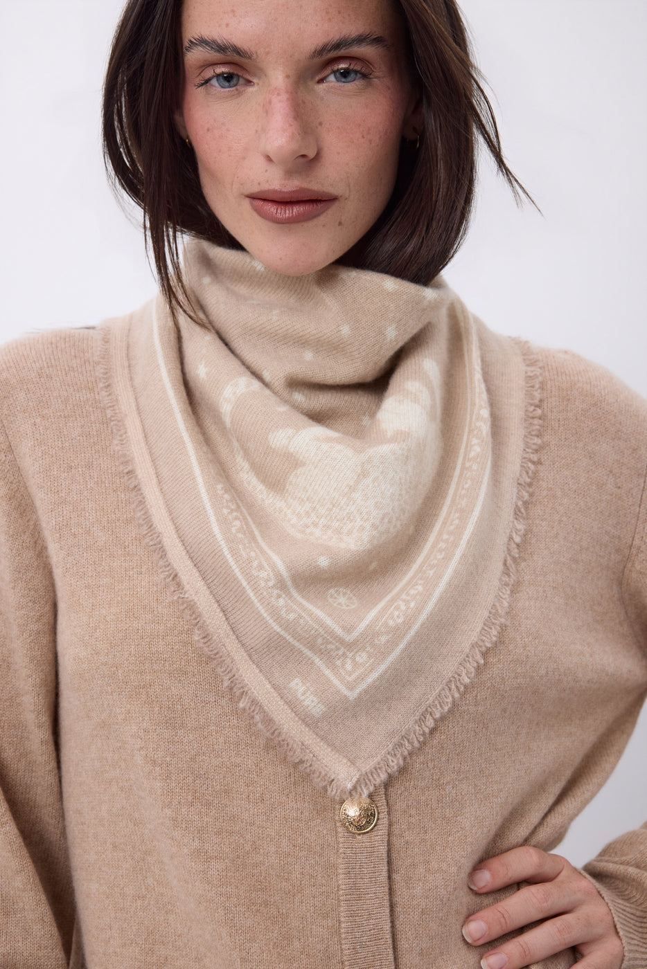 Small Leo Bandana - Cream Beige White - Women