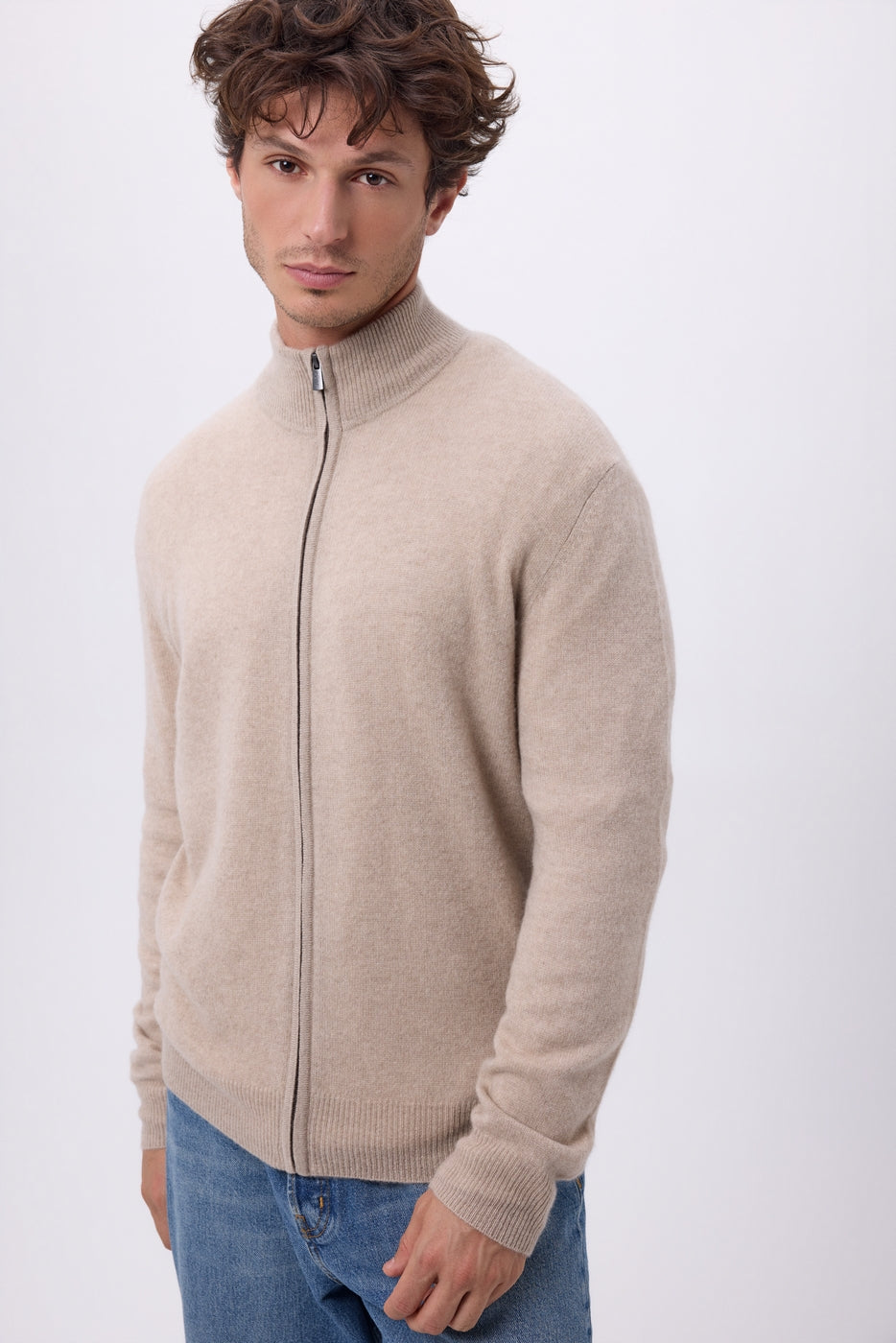 Chaleco con cremallera y cuello alto Leo - Beige claro - Hombre