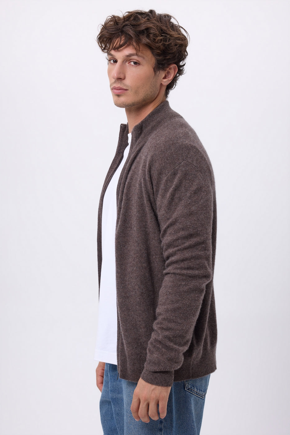 Gilet Zippe Col Montant Leo - Marron Chine - Homme