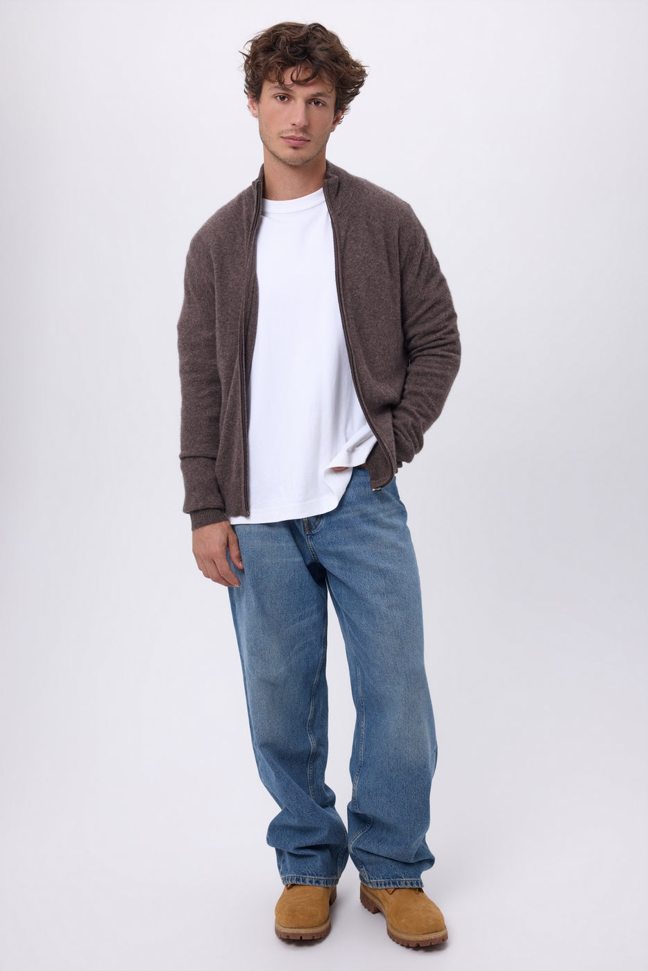 Gilet Zippe Col Montant Leo - Marron Chine - Homme