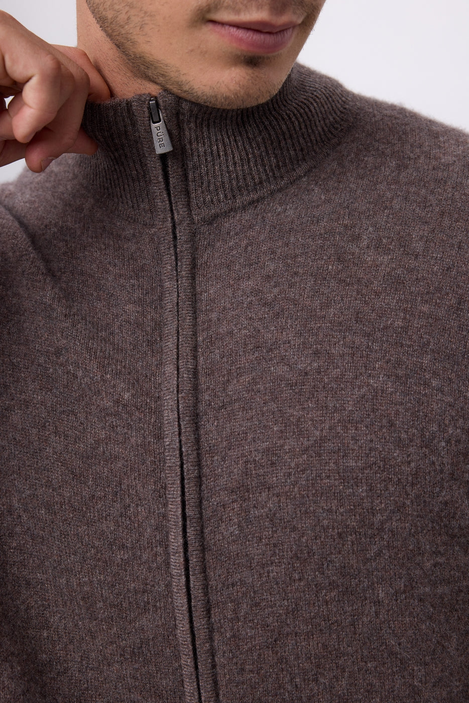 Gilet Zippe Col Montant Leo - Marron Chine - Homme