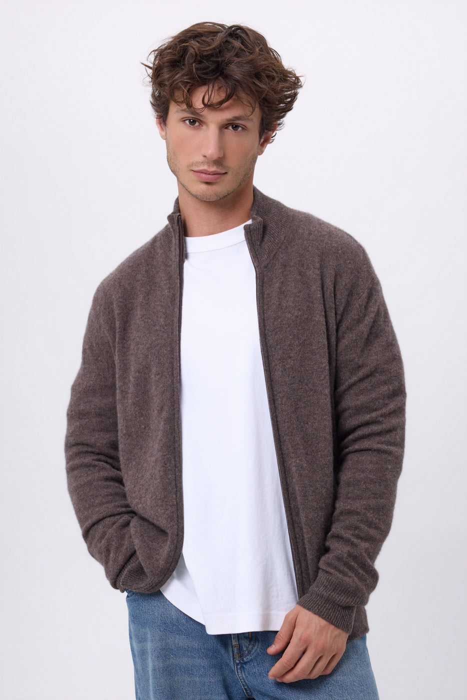 Gilet Zippe Col Montant Leo - Marron Chine - Homme