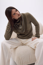 Small Leo Bandana - Mottled Khaki White - Women