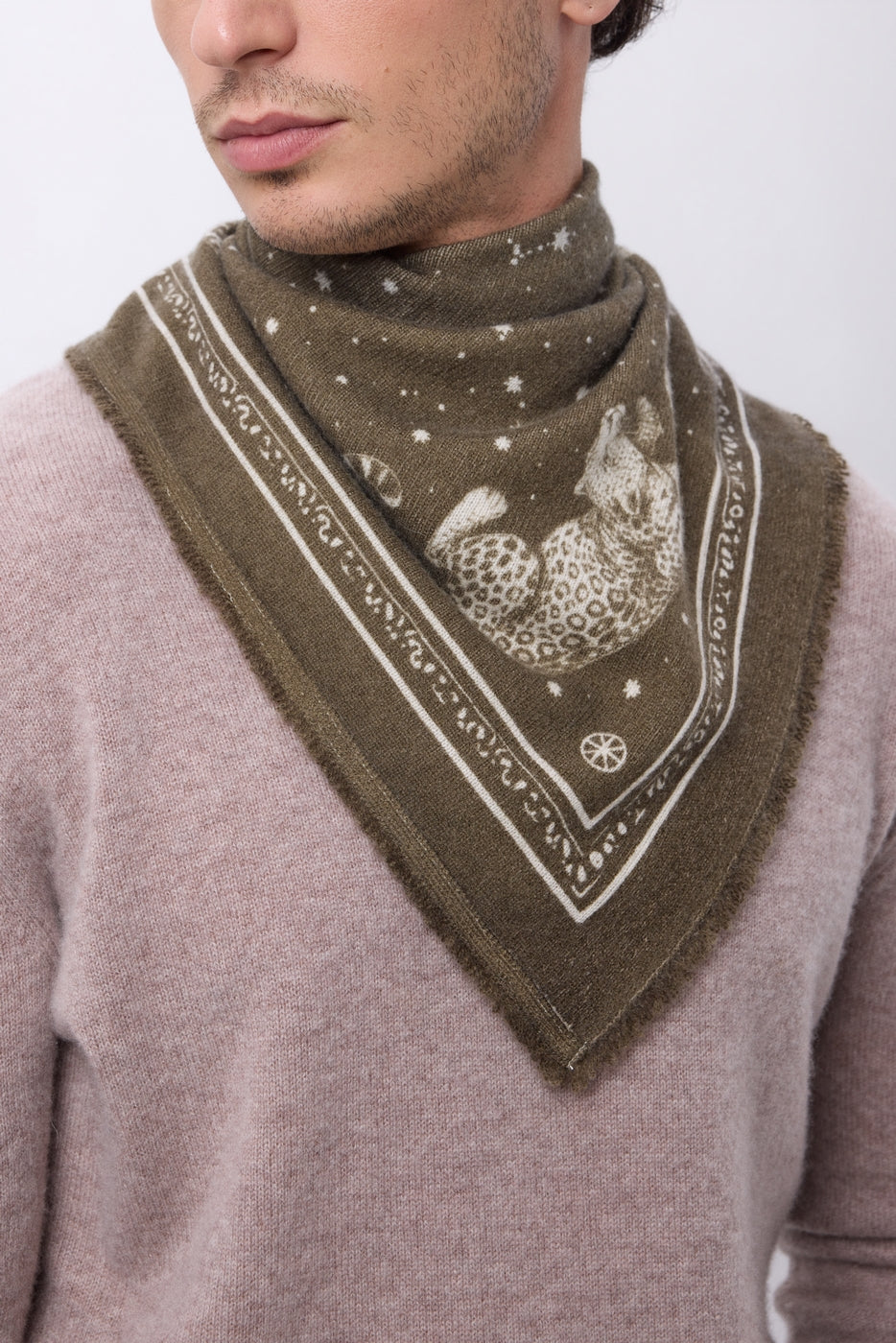 Petit Bandana Leo - Khaki Chine Blanc - Homme
