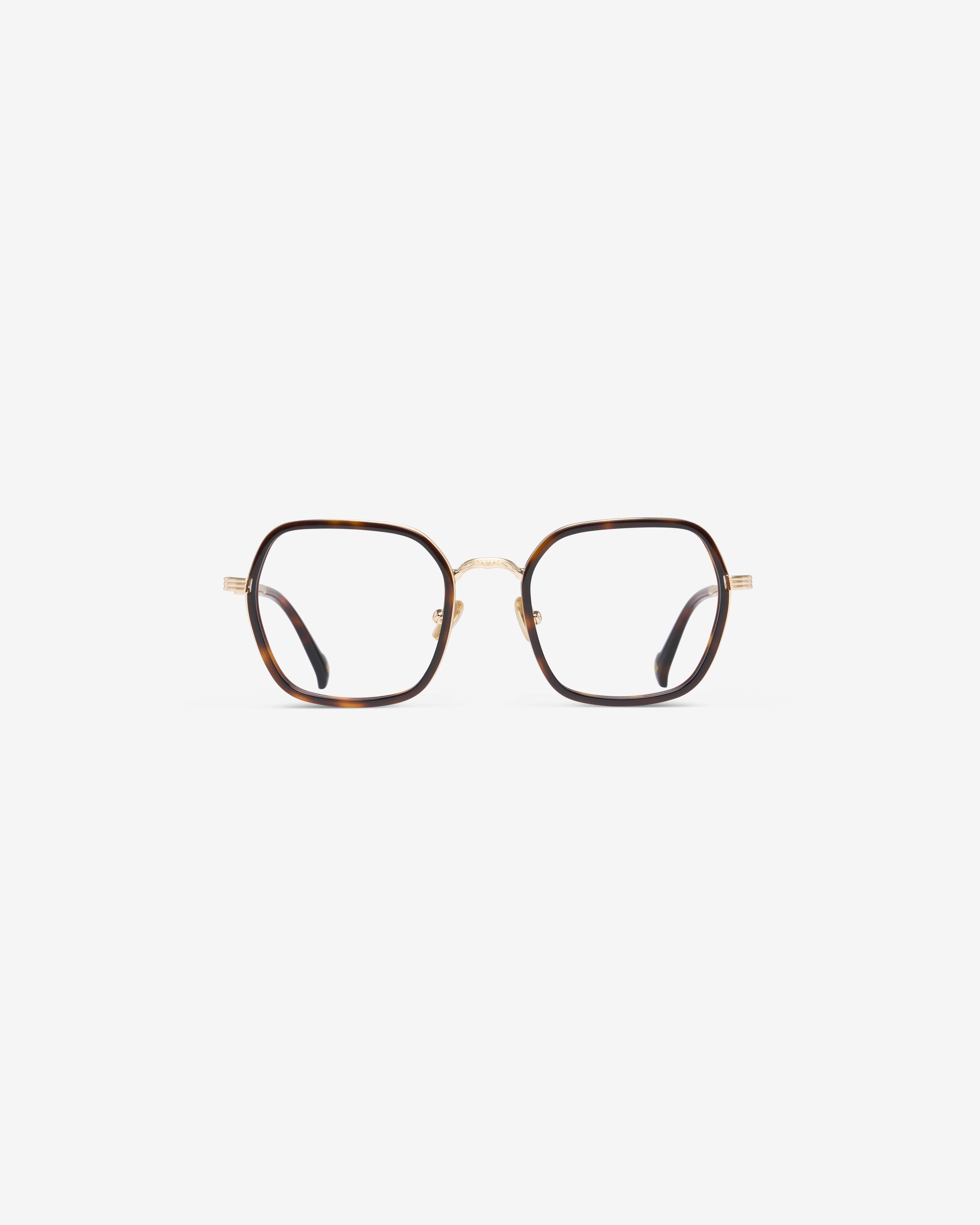 Lunettes de vue Vel Ecaille — monture hexagonale acétate-métal, vue de face