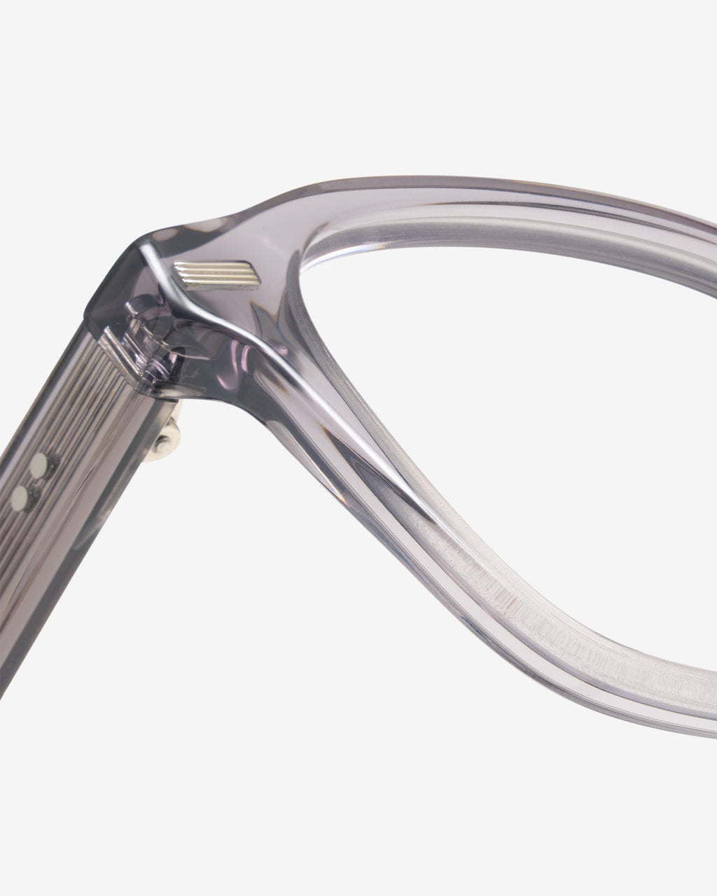 Gros plan sur la monture carré acétate des lunettes de vue Lucifer.M Gris