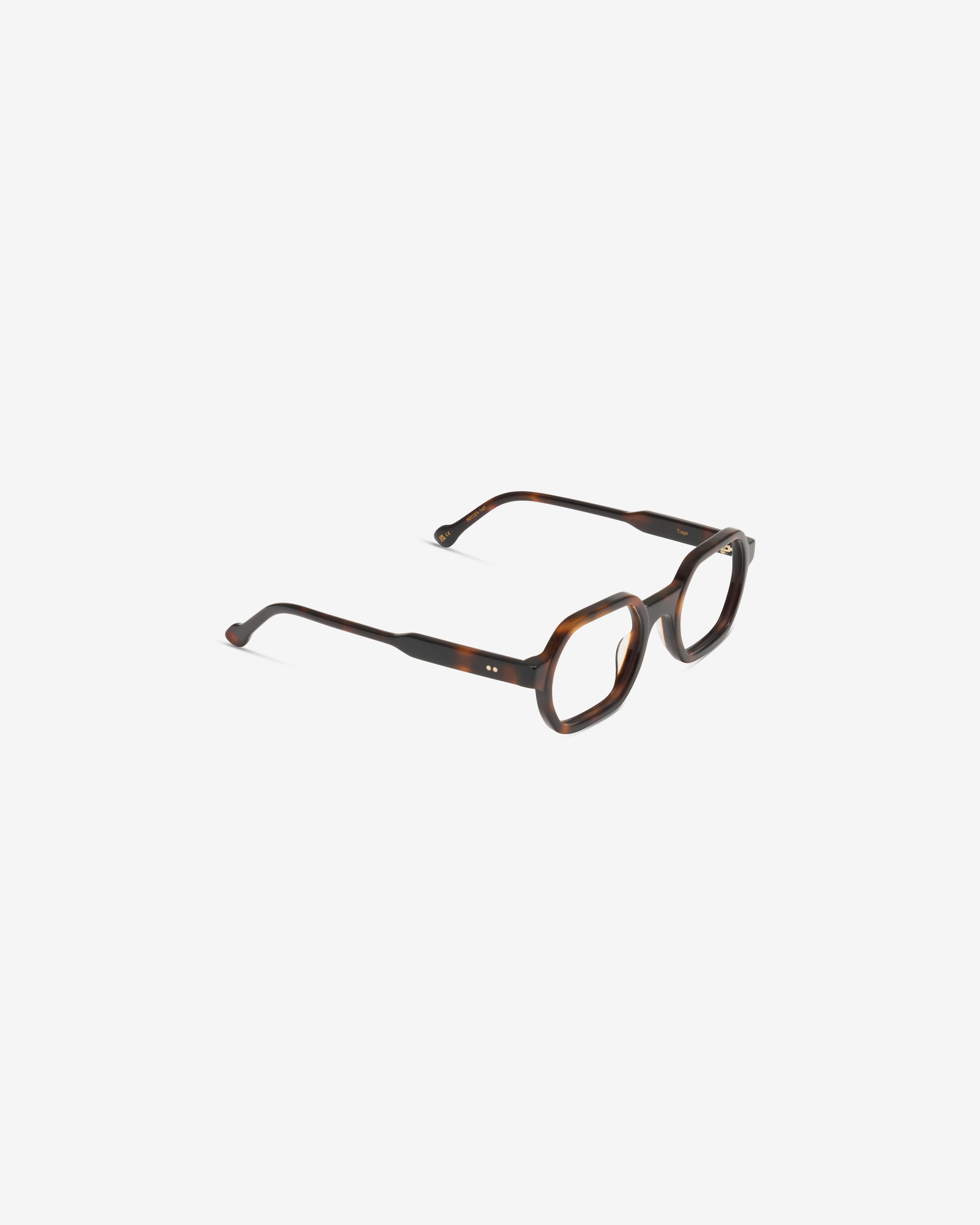 Lunettes de vue Tiago Ecaille — monture rectangulaire acétate, vue de trois-quarts