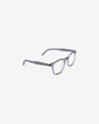 Anteojos Jay Grey: montura rectangular de acetato, vista de tres cuartos