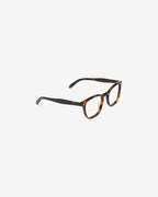 Anteojos Jay Ecaille: montura rectangular de acetato, vista de tres cuartos