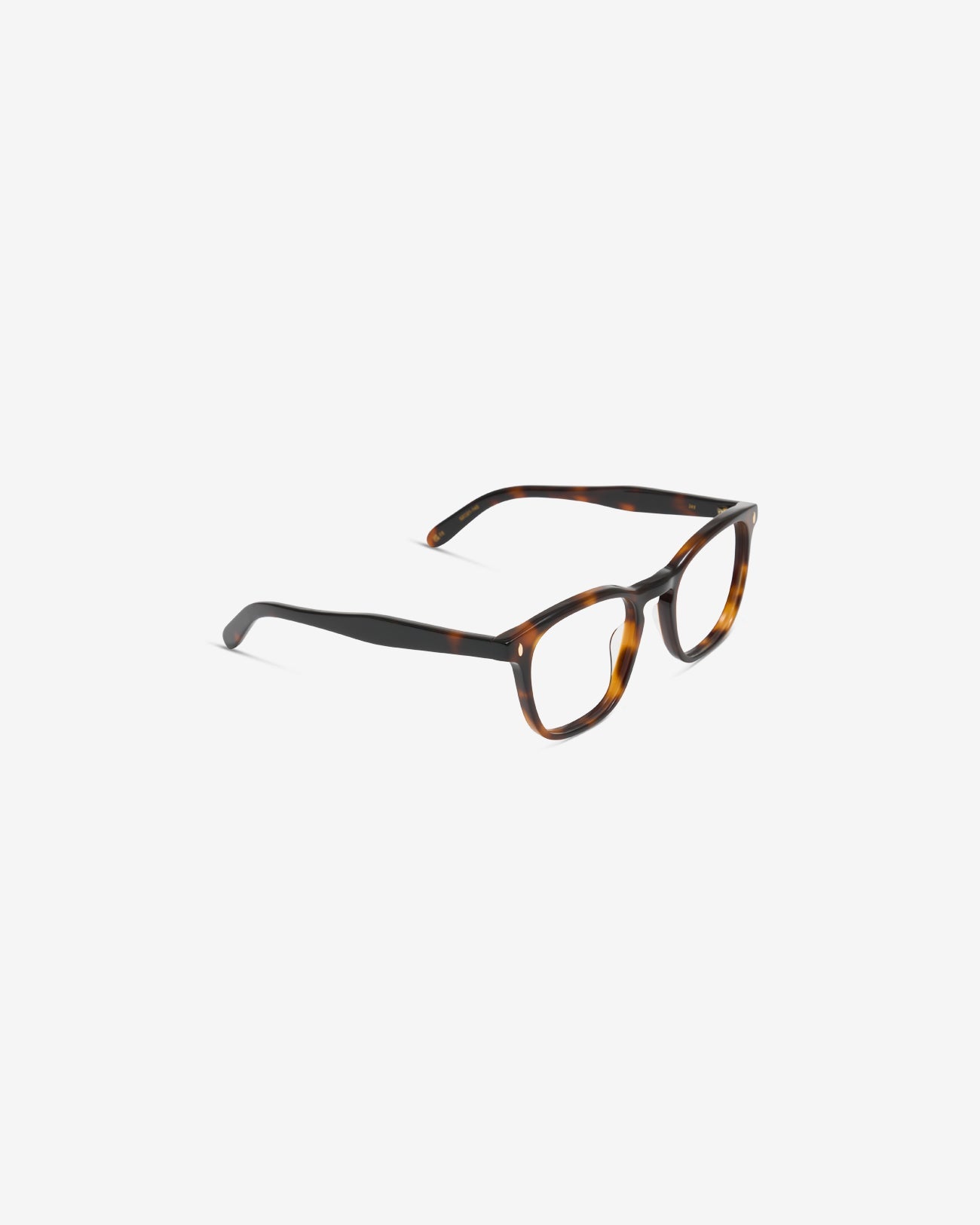 Anteojos Jay Ecaille: montura rectangular de acetato, vista de tres cuartos