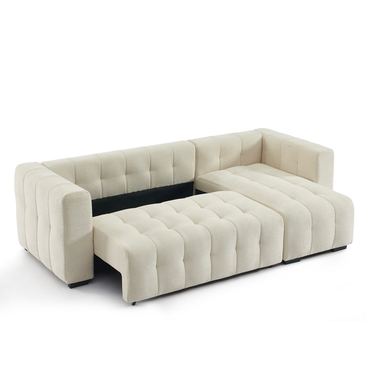Levia - Divano angolare trasformabile e reversibile a 4 posti - Tessuto beige