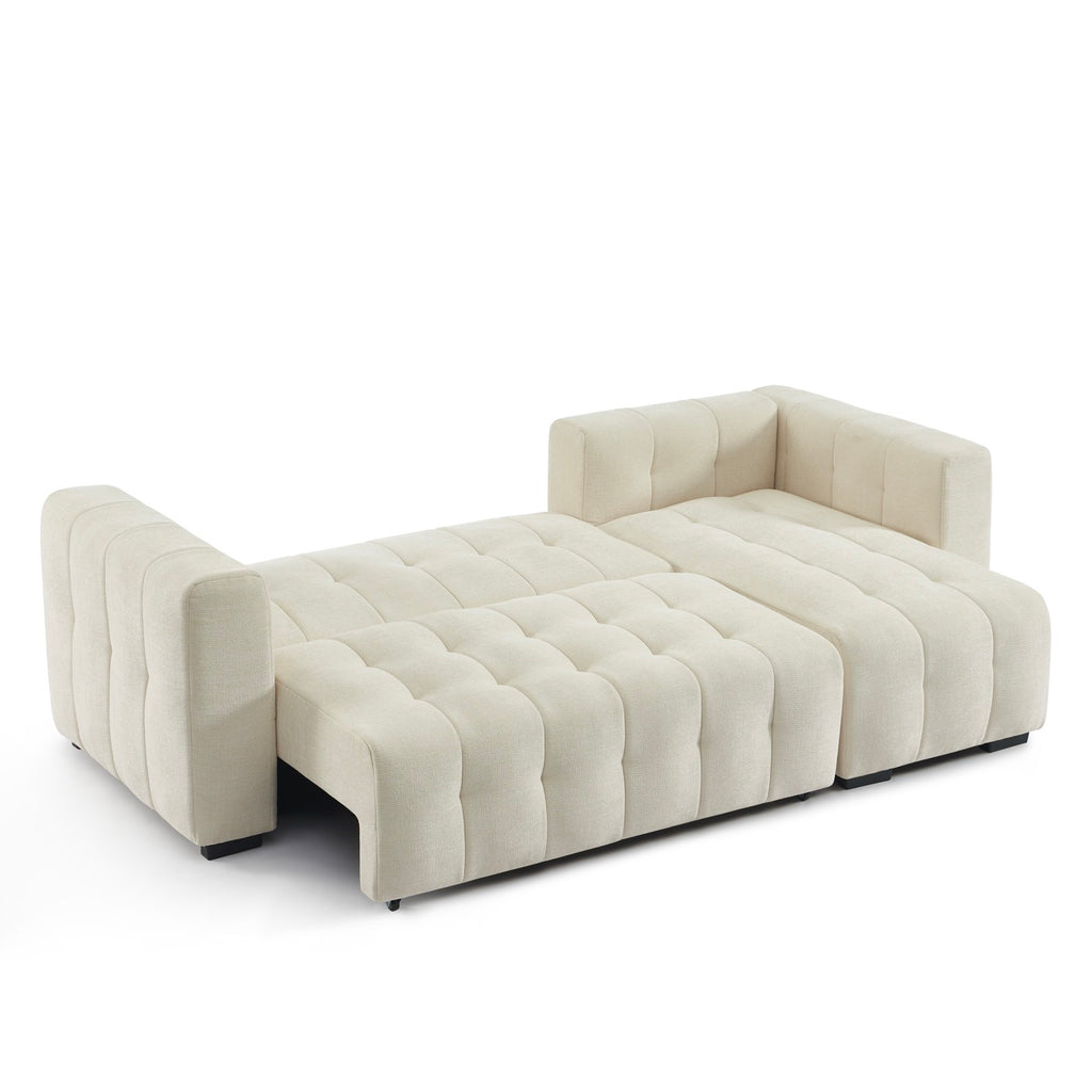 Levia - Divano angolare trasformabile e reversibile a 4 posti - Tessuto beige