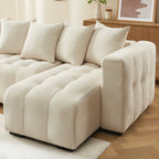 Levia - Divano angolare trasformabile e reversibile a 4 posti - Tessuto beige