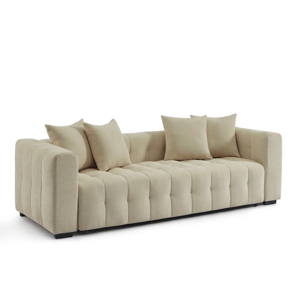Levia – Gerades 3-Sitzer-Schlafsofa – Stoff Taupe