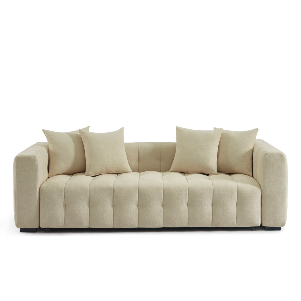 Levia – Gerades 3-Sitzer-Schlafsofa – Stoff Taupe
