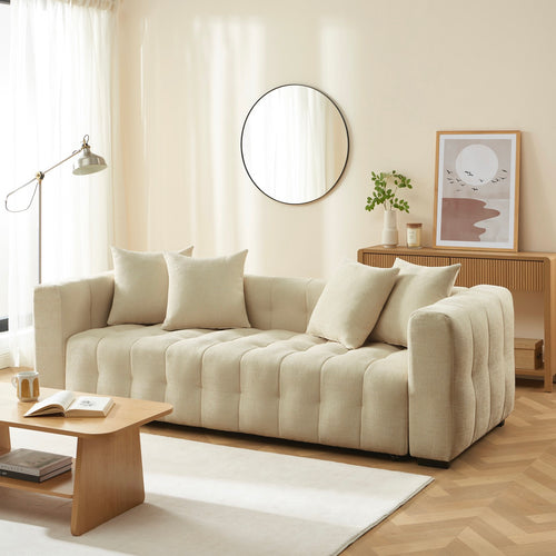 Levia - Sofá Recto Convertible 3 Plazas - Tela Taupe