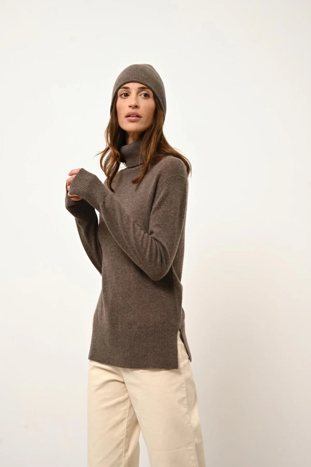Jersey Cuello Vuelto - Lexie - Taupe Jaspeado