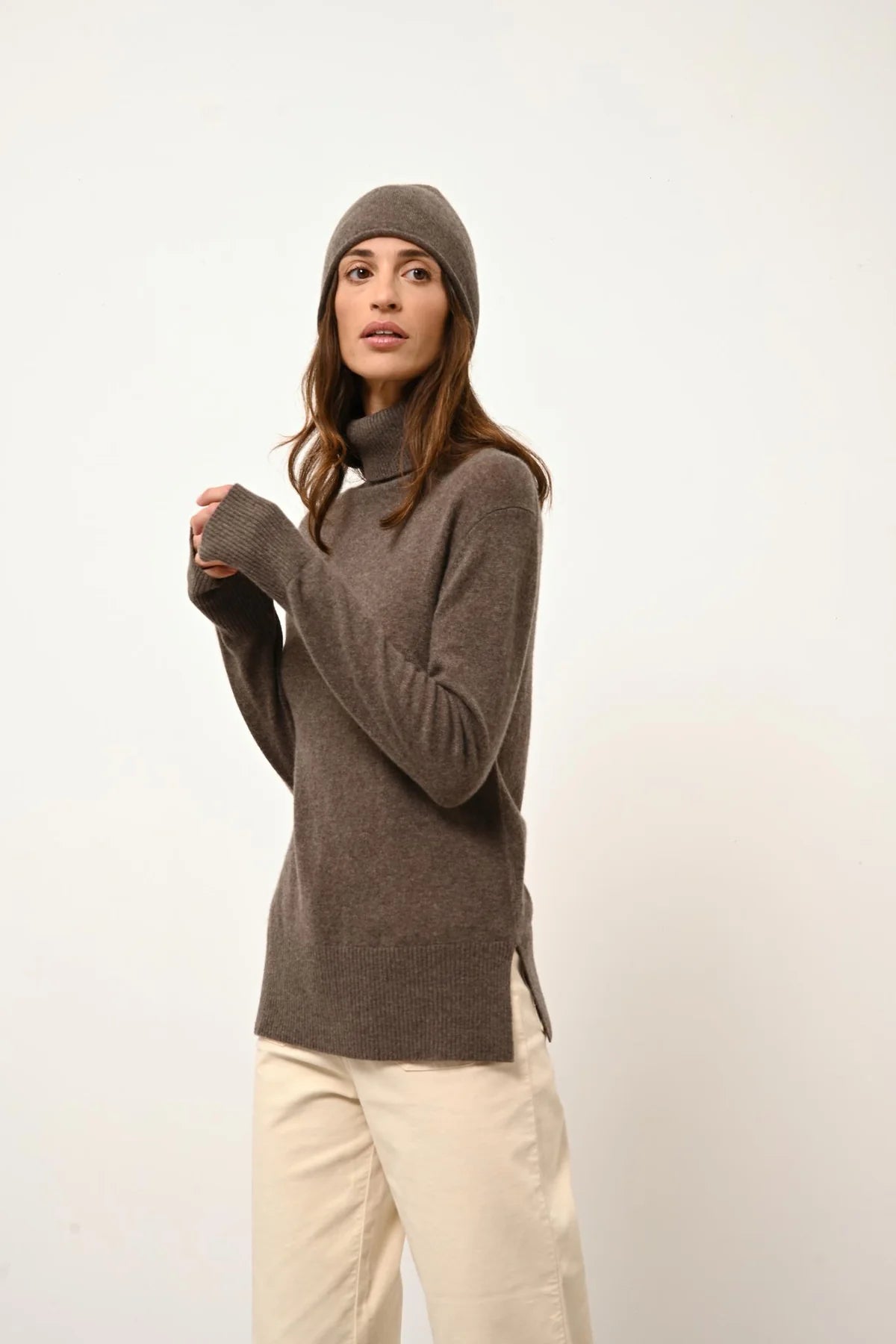 Jersey Cuello Vuelto - Lexie - Taupe Jaspeado