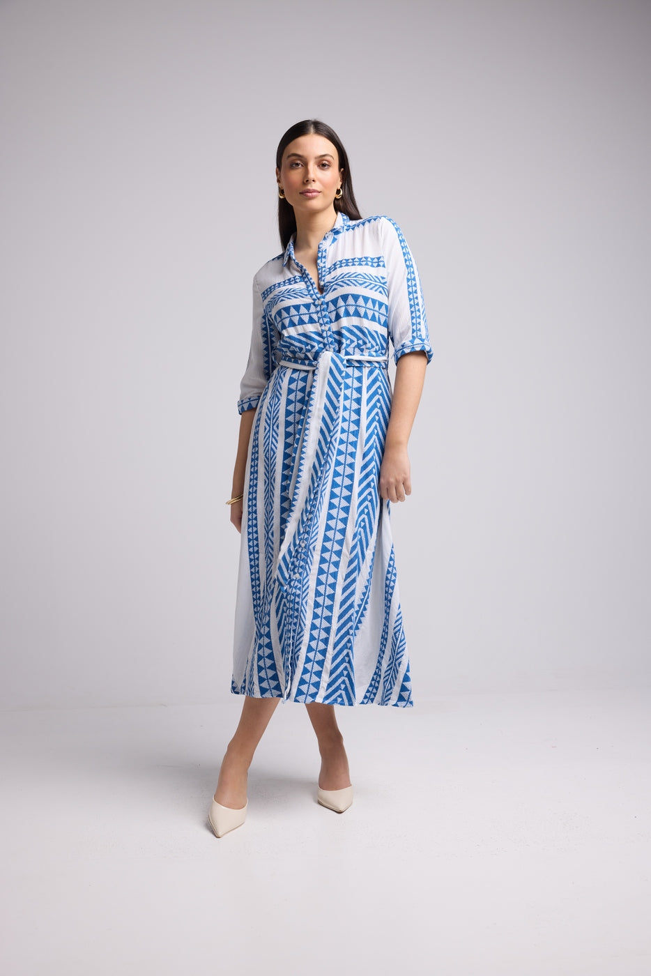 Robe Longue - Leya Long - Blanc Bleu